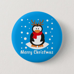 Merry Kerstpinguin Ronde Button 5,7 Cm