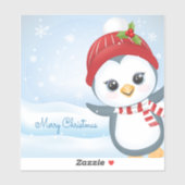 Merry Kerstpinguin Sticker (Vel)