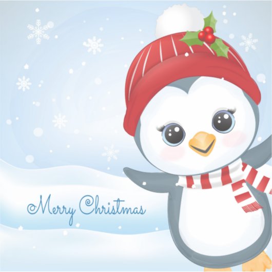 Merry Kerstpinguin Sticker (Voorkant)