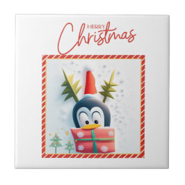 Merry Kerstpinguin Tegeltje