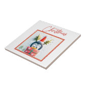 Merry Kerstpinguin Tegeltje (Zijkant)