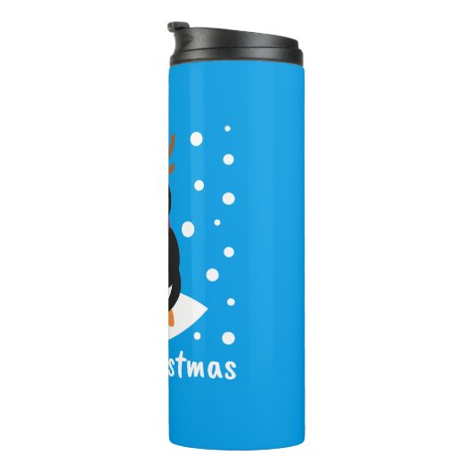Merry Kerstpinguin Thermosbeker (Geroteerd rechts)