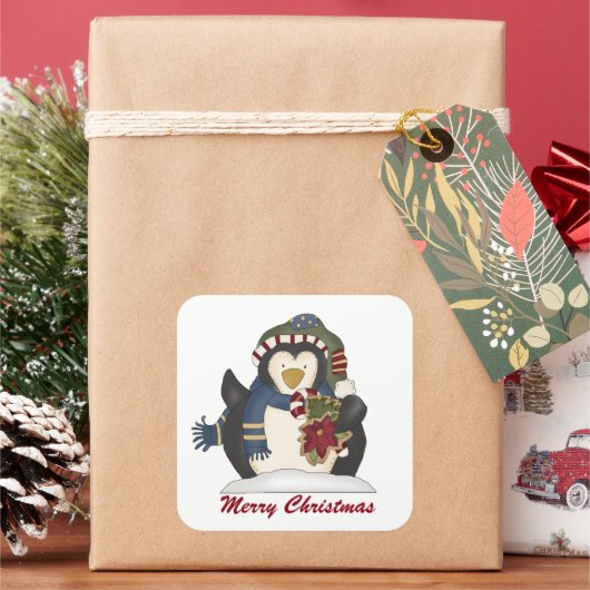 Merry Kerstpinguin toevoegen bericht sticker (Feestdagen)