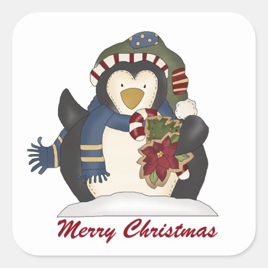 Merry Kerstpinguin toevoegen bericht sticker (Voorkant)