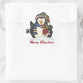 Merry Kerstpinguin toevoegen bericht sticker (Tas)