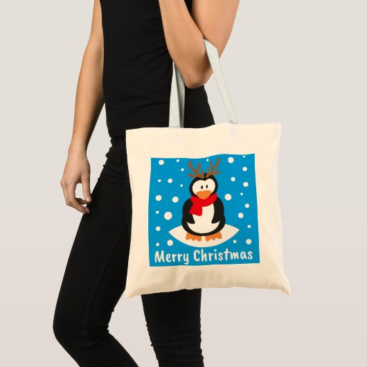 Merry Kerstpinguin Tote Bag (Voorkant (product))