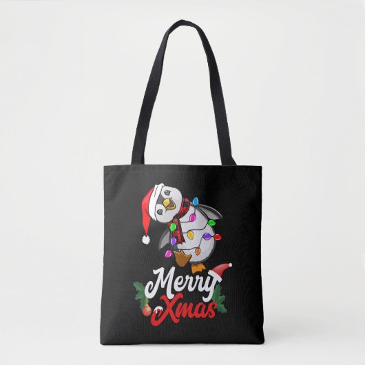 Merry Kerstpinguin Tote Bag (Voorkant)