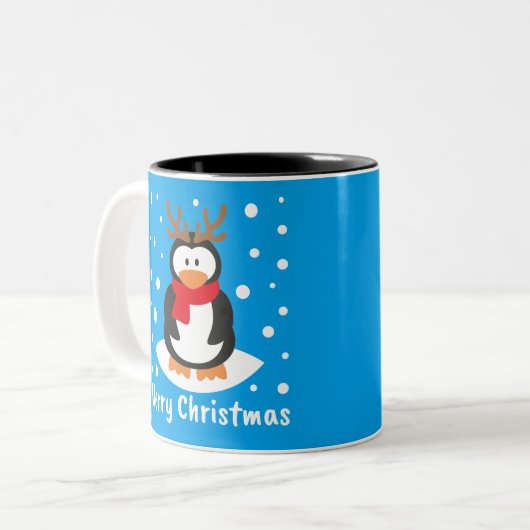 Merry Kerstpinguin Tweekleurige Koffiemok (Voorkant links)