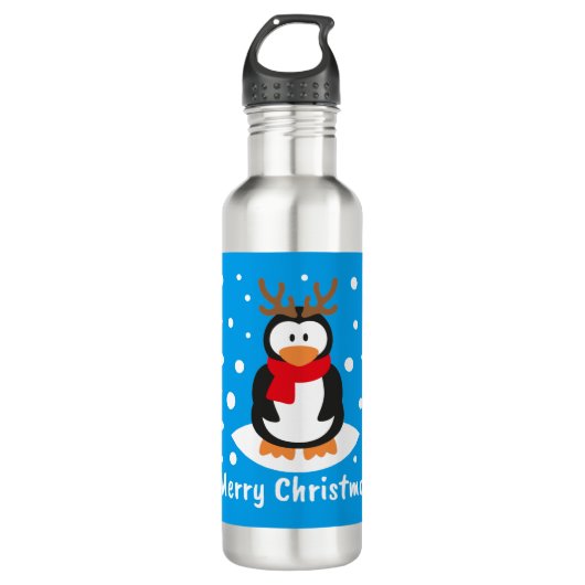 Merry Kerstpinguin Waterfles (Voorkant)