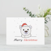 Merry Kerstpoar Beer Snow Soft Night Stainle Feestdagenkaart (Staand voorkant)