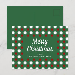 Merry Kerstpoka Dots Green Briefkaart
