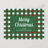 Merry Kerstpoka Dots Green Briefkaart (Voorkant)