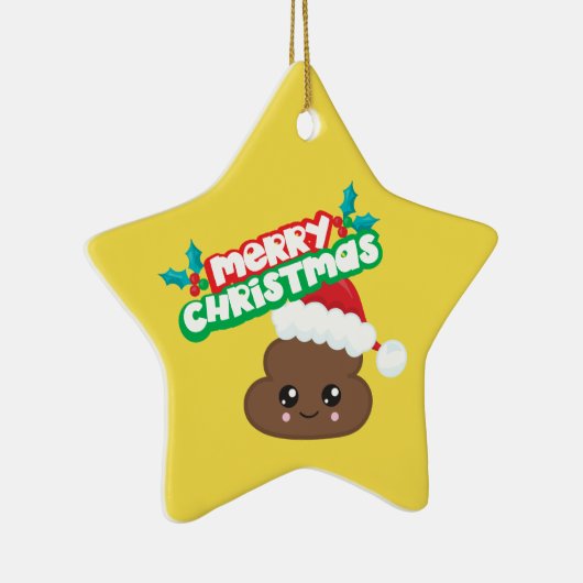 Merry Kerstpoop Emoji Star Ornament (Rechts)