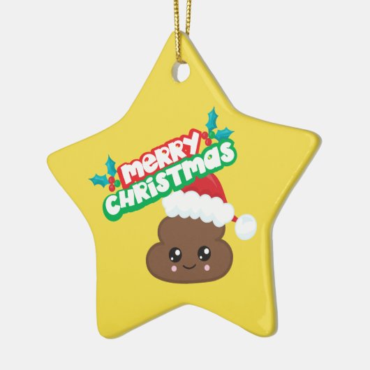 Merry Kerstpoop Emoji Star Ornament (Links)