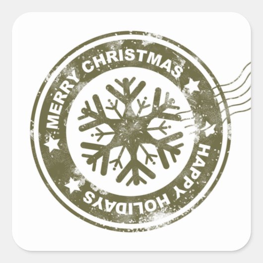 Merry kerstpostmark Seal Vierkante Sticker (Voorkant)