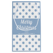 Merry Kerstpowder Blue Polka Dots Klein Cadeauzakje (Achterkant)