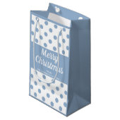 Merry Kerstpowder Blue Polka Dots Klein Cadeauzakje (Voorkant Gekanteld)