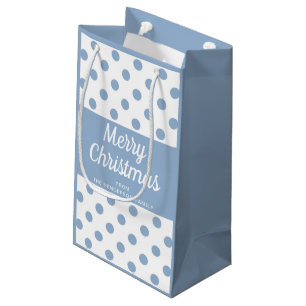 Merry Kerstpowder Blue Polka Dots Klein Cadeauzakje