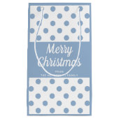 Merry Kerstpowder Blue Polka Dots Klein Cadeauzakje (Voorkant)