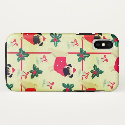 Merry Kerstpug Case-Mate iPhone Case (Achterkant (horizontaal))