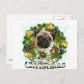 Merry Kerstpug Feestdagenkaart (Voorkant / Achterkant)