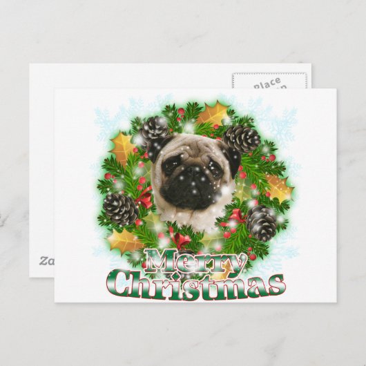 Merry Kerstpug Feestdagenkaart (Voorkant / Achterkant)