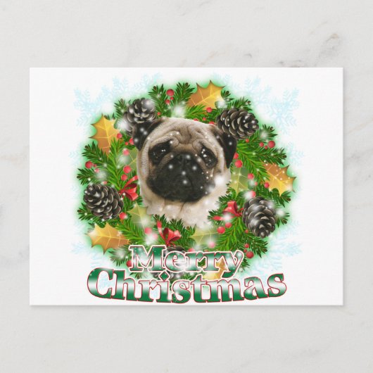 Merry Kerstpug Feestdagenkaart (Voorkant)