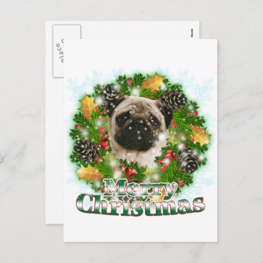 Merry Kerstpug Feestdagenkaart (Voorkant / Achterkant)
