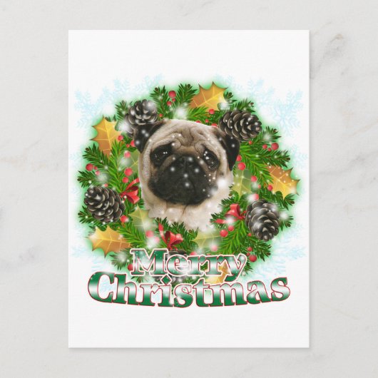 Merry Kerstpug Feestdagenkaart (Voorkant)