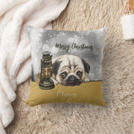 Merry Kerstpug minnaar dubbelzijdige douanenaam Kussen