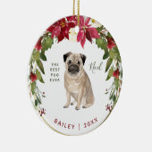 Merry Kerstpug | Voeg de foto van uw hond toe Keramisch Ornament (Rechts)