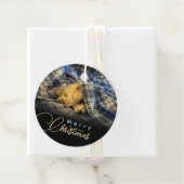 Merry kerstpuppy Photo Pset Blanket Bedankjes Labels (In situ)