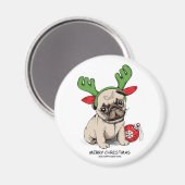 Merry Kerstpuppy Pug Magneet (Voorkant / Achterkant)