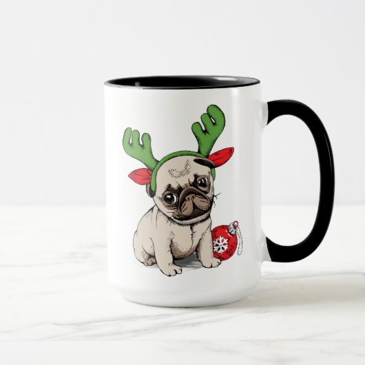 Merry Kerstpuppy Pug Mok (Rechts)