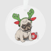 Merry Kerstpuppy Pug Ornament (voorkant)
