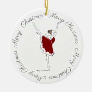 Merry KerstRed Ballerina Ornament