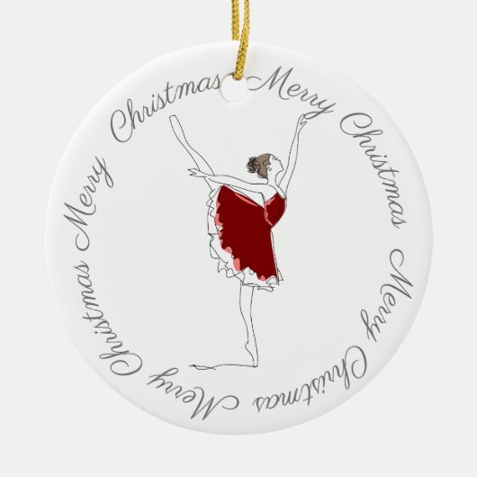Merry KerstRed Ballerina Ornament (Voorkant)