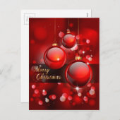 Merry KerstRed Baubles Feestdagenkaart (Voorkant / Achterkant)