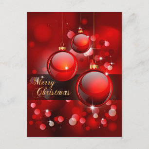 Merry KerstRed Baubles Feestdagenkaart