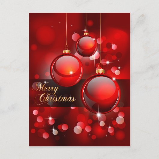 Merry KerstRed Baubles Feestdagenkaart (Voorkant)