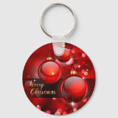 Merry KerstRed Baubles Sleutelhanger (Voorkant)