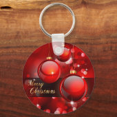 Merry KerstRed Baubles Sleutelhanger (Voorkant)