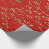Merry KerstRed Elegant Faux Gold Foil Script Cadeaupapier (Hoek)