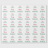 Merry Kerstred en Green Typografie Script Cadeaupapier (Vlak)