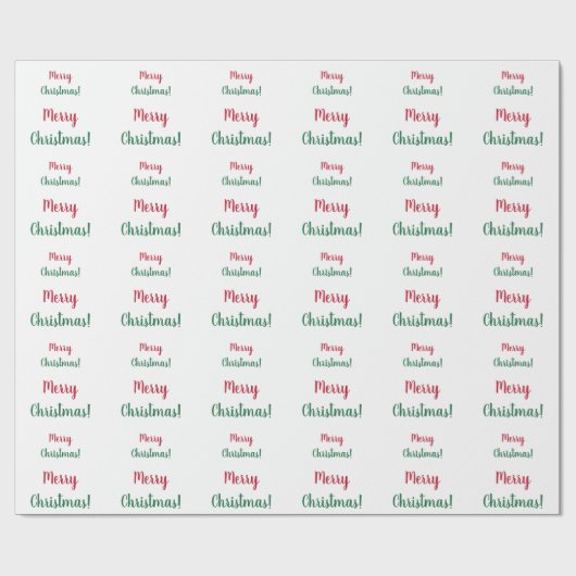 Merry Kerstred en Green Typografie Script Cadeaupapier (Vlak)