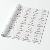 Merry Kerstred en Green Typografie Script Cadeaupapier (Uitgerold)