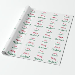 Merry Kerstred en Green Typografie Script Cadeaupapier