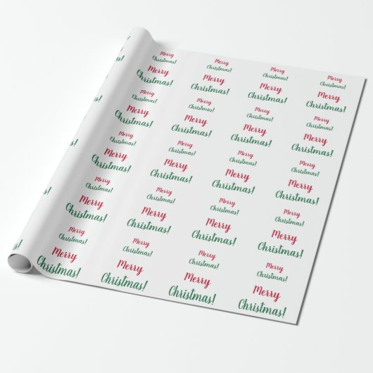 Merry Kerstred en Green Typografie Script Cadeaupapier (Uitgerold)