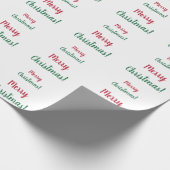 Merry Kerstred en Green Typografie Script Cadeaupapier (Hoek)