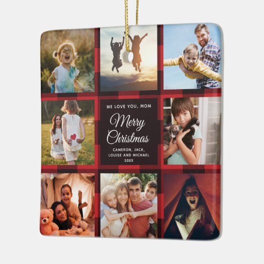 Merry Kerstred Plays Multiple Photo Collage Keramisch Ornament (Links)